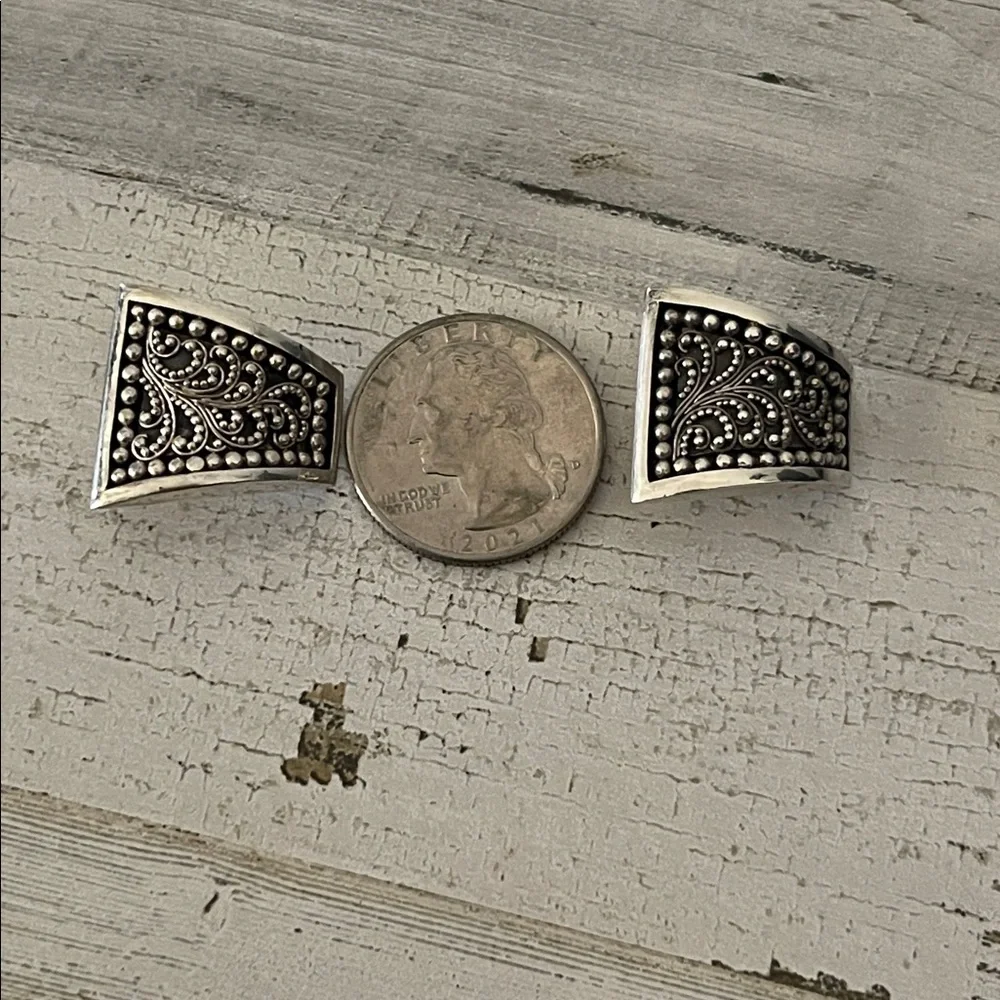 Lois Hill Sterling Silver Bali Scroll Clip Earrings